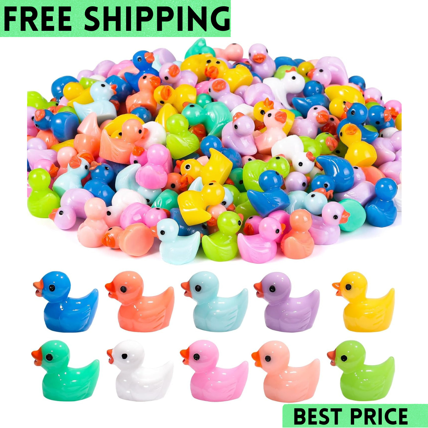 200Pcs Tiny Ducks 10 Colors Little Duck Figures Mini Resin Ducks Plastic Small gallery