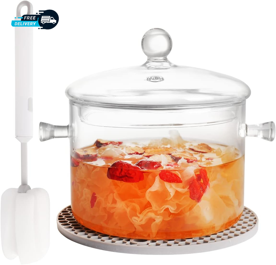 Clear Glass Pot Set for Cooking on Stove 1.9L 67 Fl Oz Glass Cookware Simmer gallery