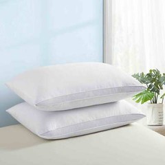 2 Pack Gusseted Goose Feather Down Bed Pillows King Size or Queen Pillows