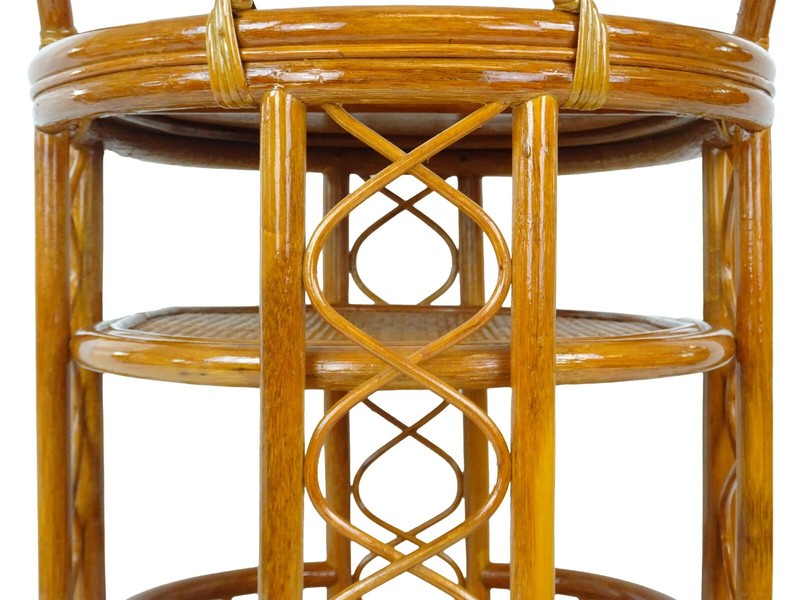 Trolley Handmade Rattan Wicker Serving Moving Cart w/Wheels, Woven Bar Table gallery