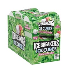 ICE BREAKERS Ice Cubes Kiwi Watermelon Chewing Gum 40 pieces ( Pack of 6 )