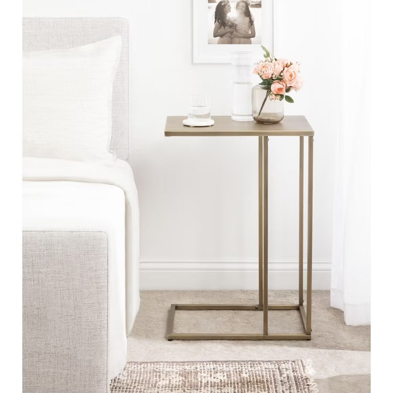 Kate and Laurel Lockhardt Rectangle Metal C Table, 19x13x27, Gold gallery