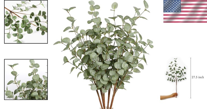 Home Party Wedding Decor Eucalyptus Leaf Spray - 12 Pcs gallery