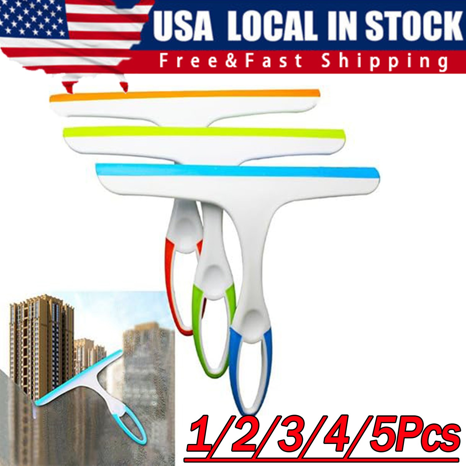 Window Mirror Car Windshield Squeegee Shower Glass Wiper Kitchen House Clean Set gallery