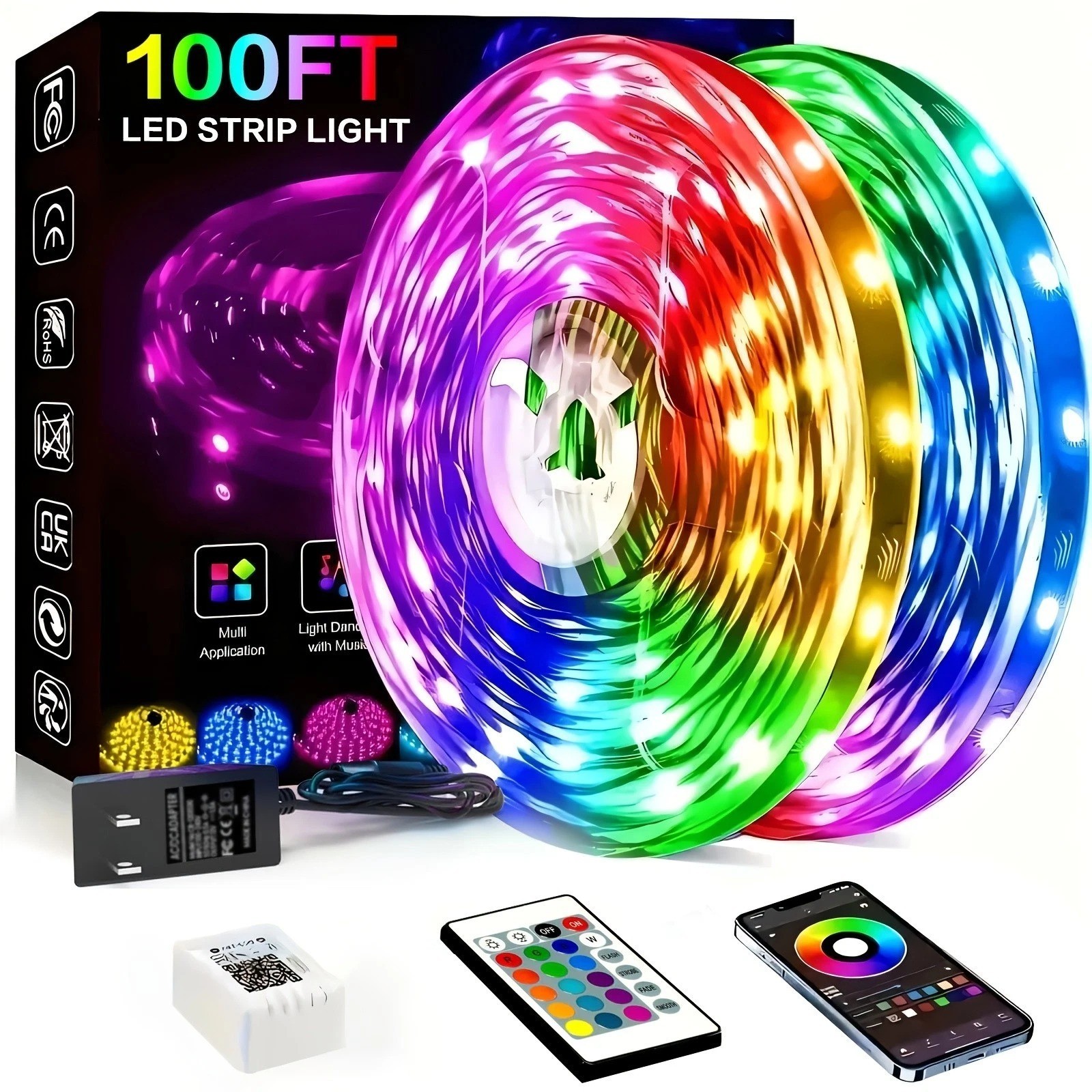 100Ft LED Strip Lights, Smart Light with App Remote Control, RGB LED Lights for gallery