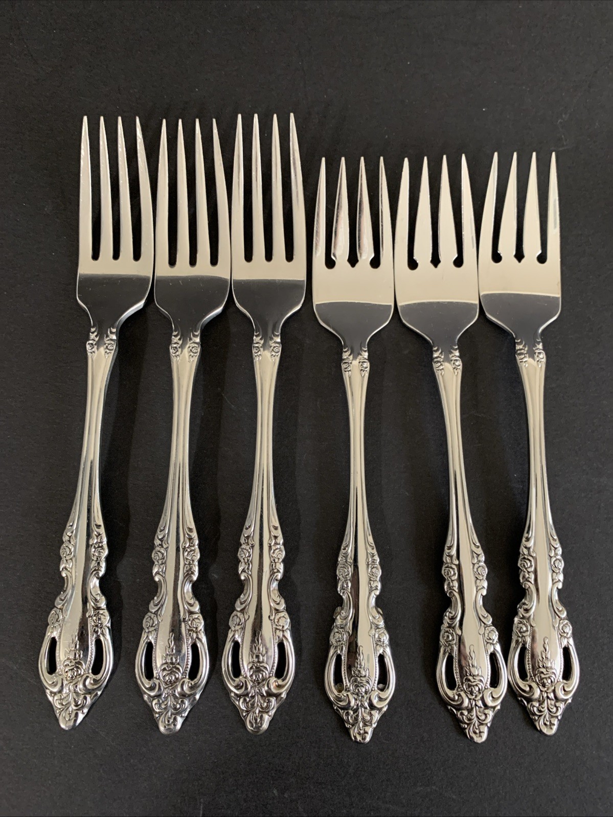 6 Oneida Community BRAHMS 3 Dinner Forks , 3 Salad Forks Stainless Flatware gallery