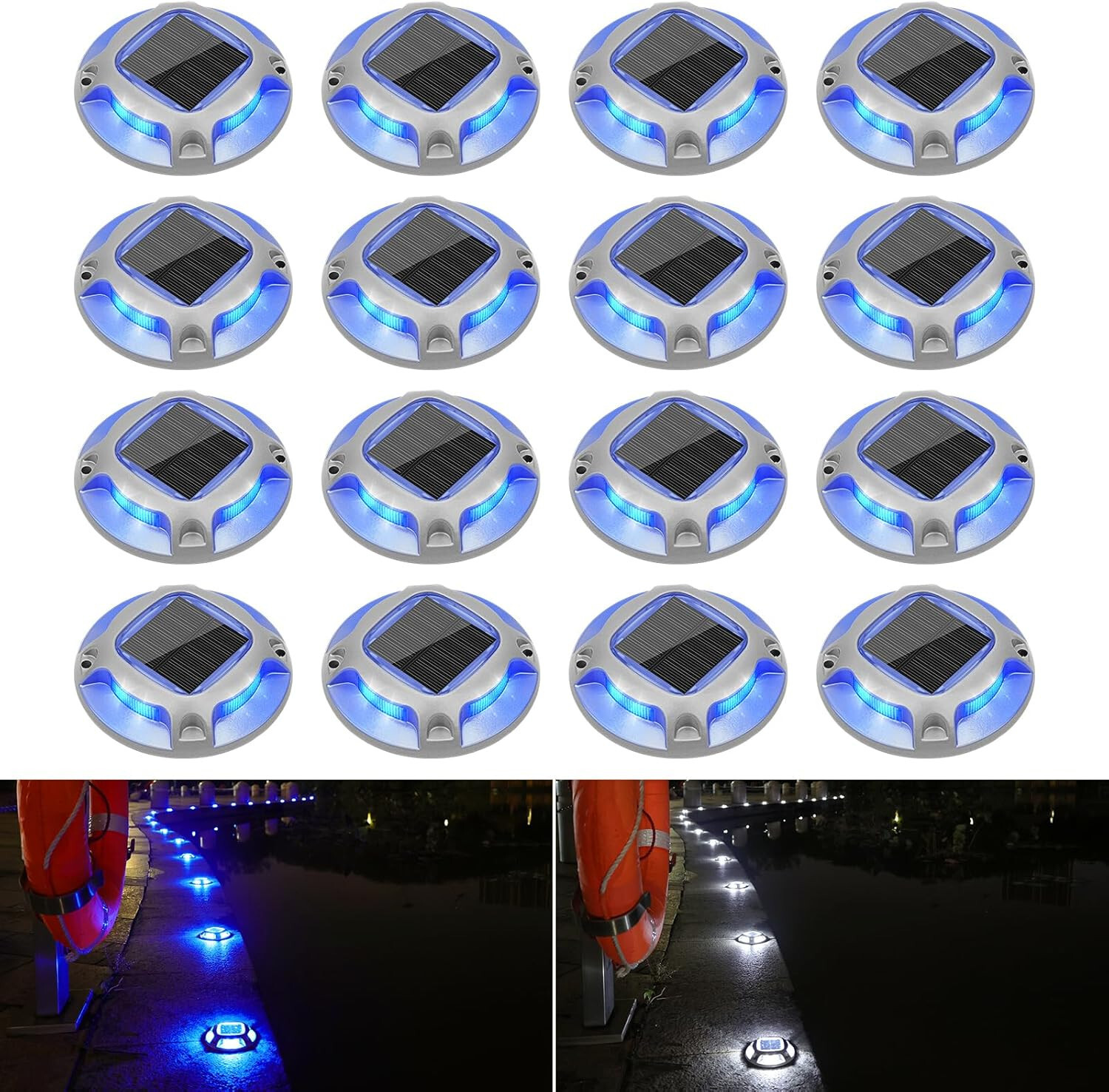16Pack Led Multicolor Solar Deck Lights Outdoor Dock Driveway Lights for Sidewal gallery