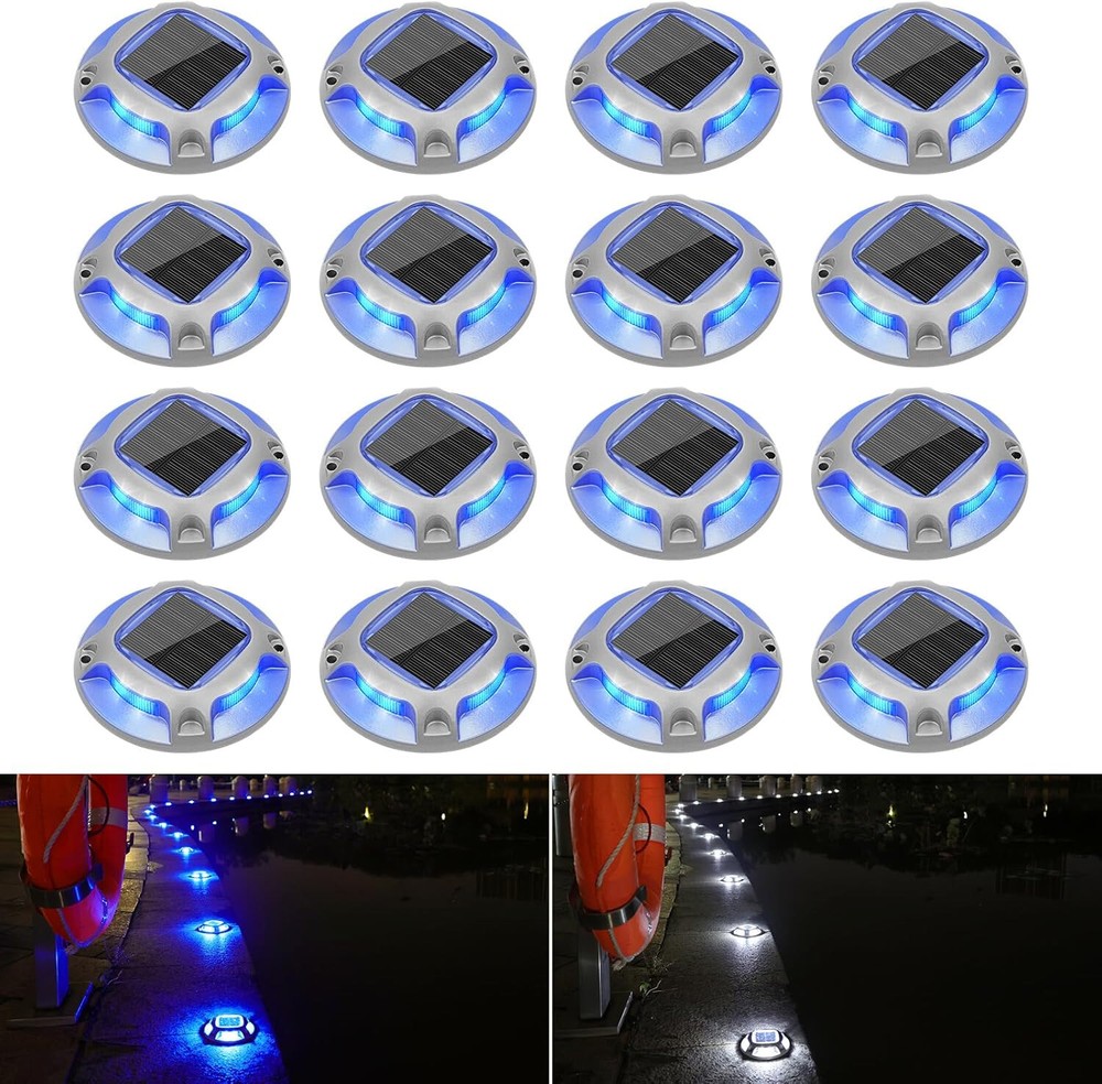 16Pack Led Multicolor Solar Deck Lights Outdoor Dock Driveway Lights for Sidewal