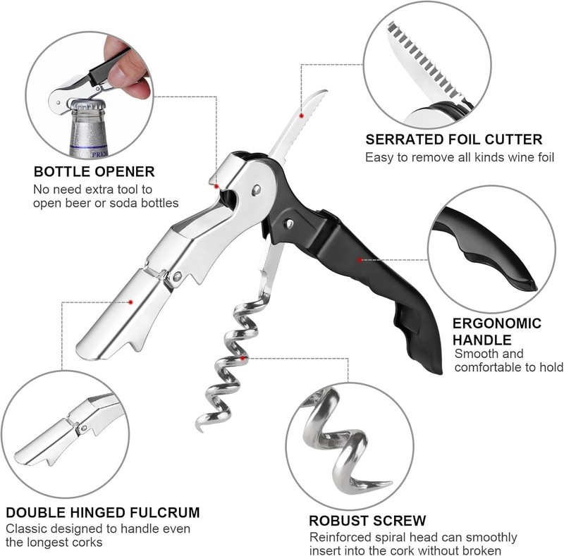 Foldable Heavy-Duty Wine Key with Double Hinged Cork Removal – Elegant & Durable gallery