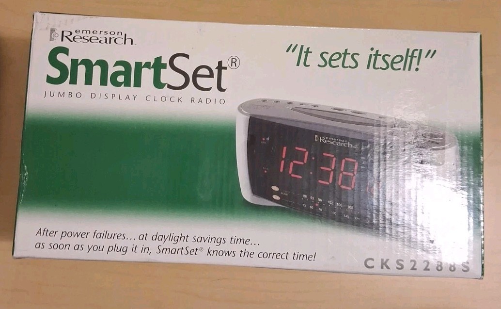 EMERSON RESEARCH SmartSet Jumbo Display Clock Radio CKS2288S "New-Sealed" gallery