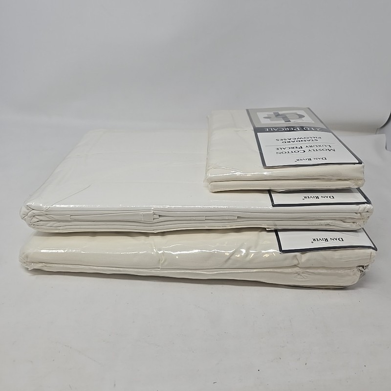 Dan River Mostly Cotton Luxury Percale Queen Sheet Set IVORY - BRAND NEW gallery