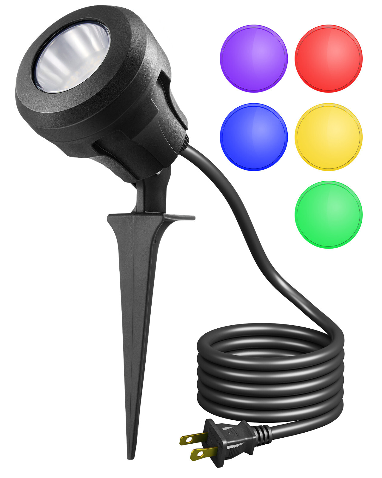 EDISHINE 120V Spotlight Outdoor, 5 Extra Color Lenses, 4.8W 5000K Plug in Spot gallery