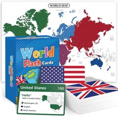 World Flags Flashcards 245 Countries Flags Geography Game with World Map – Edu