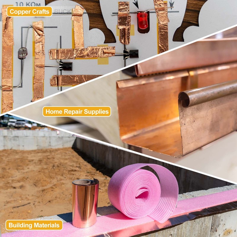 3.28ft Copper Sheet Roll, 1000x60x0.1mm Pure Copper Strip with Gloves gallery
