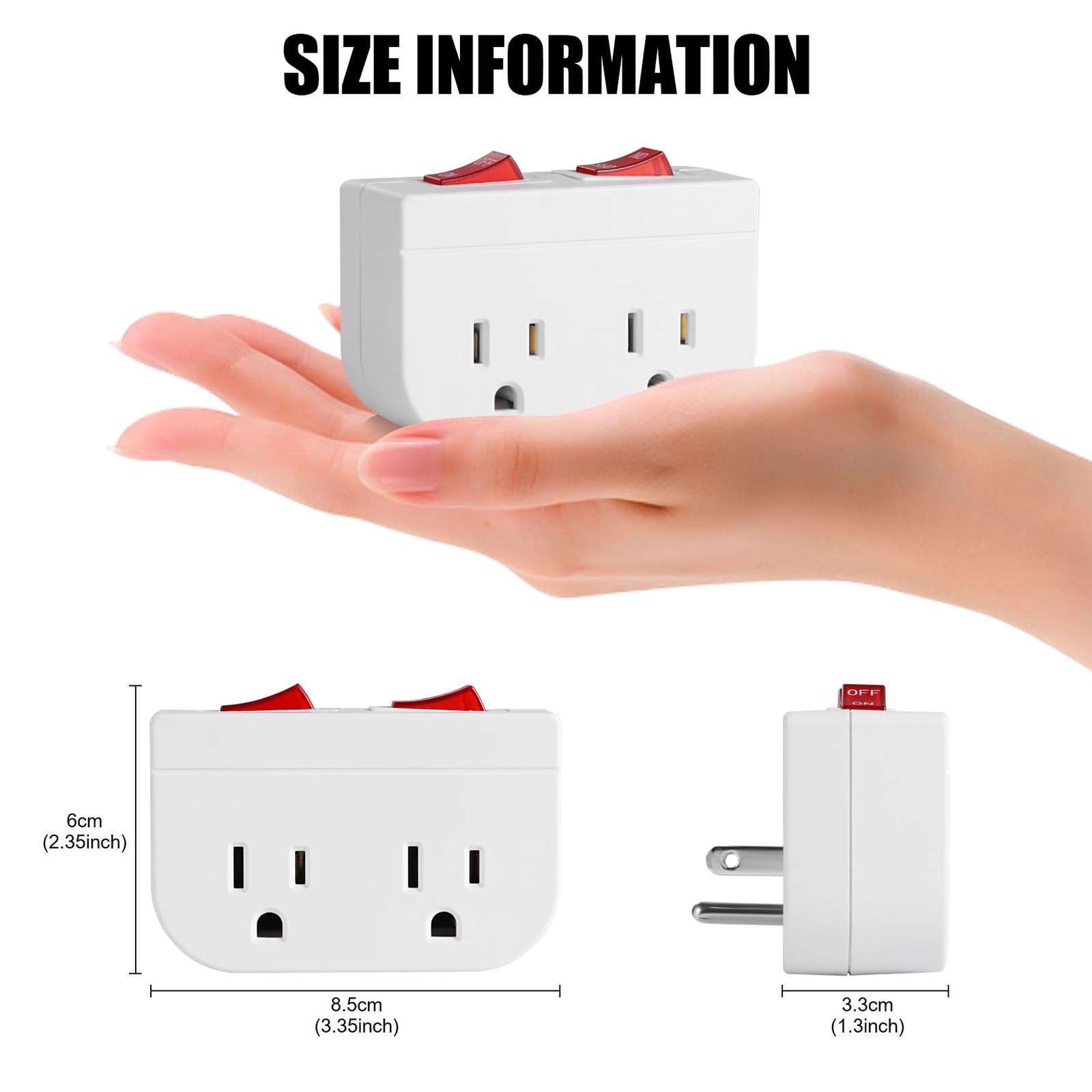 Grounded Outlet with Double ON Off Switch2 Port Electrical Outlet Plug Switc gallery