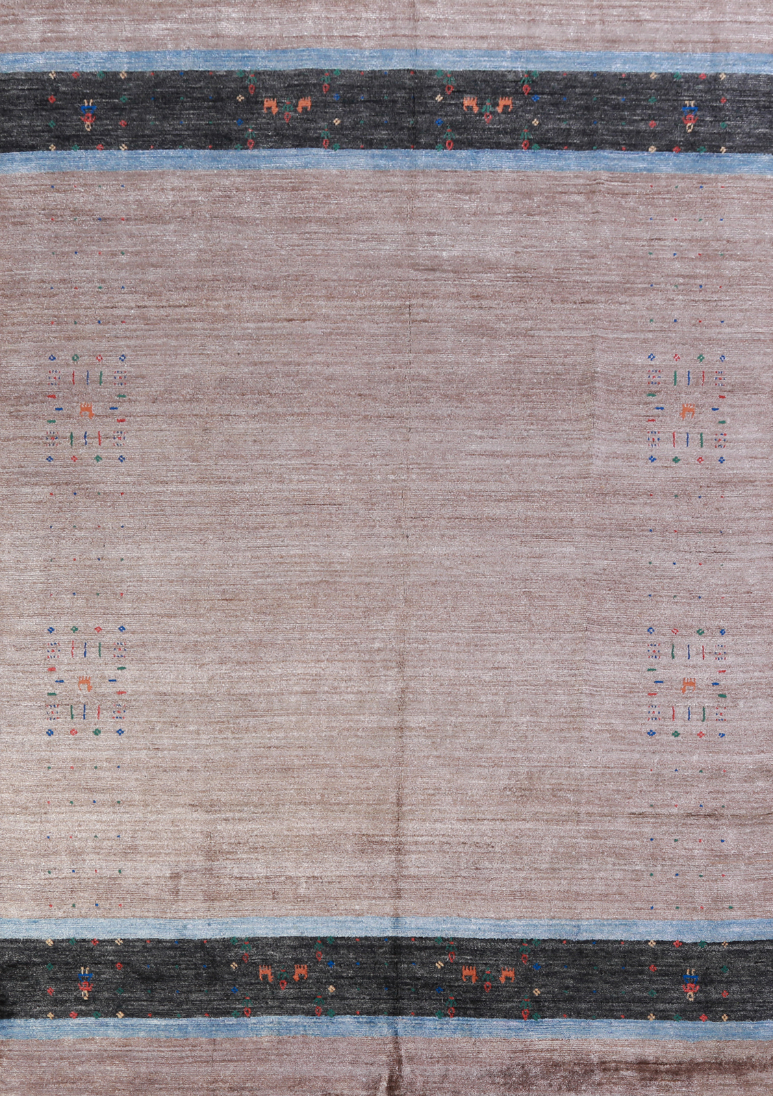 Artisan-made Brown Wool Area Rug Hand-knotted Gabbeh Carpet 7x10 ft gallery