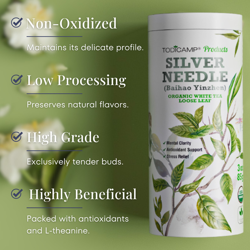 TODICAMP White Tea Organic Silver Needle Tea - 3 Oz gallery