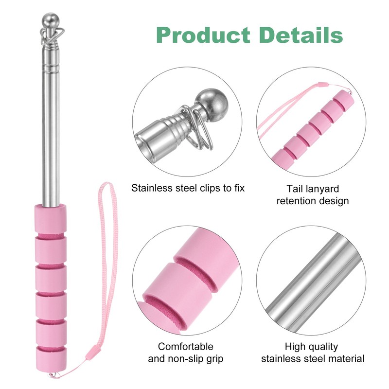 3.94Ft/1.2M Telescopic Flag Pole with Clips Pink gallery