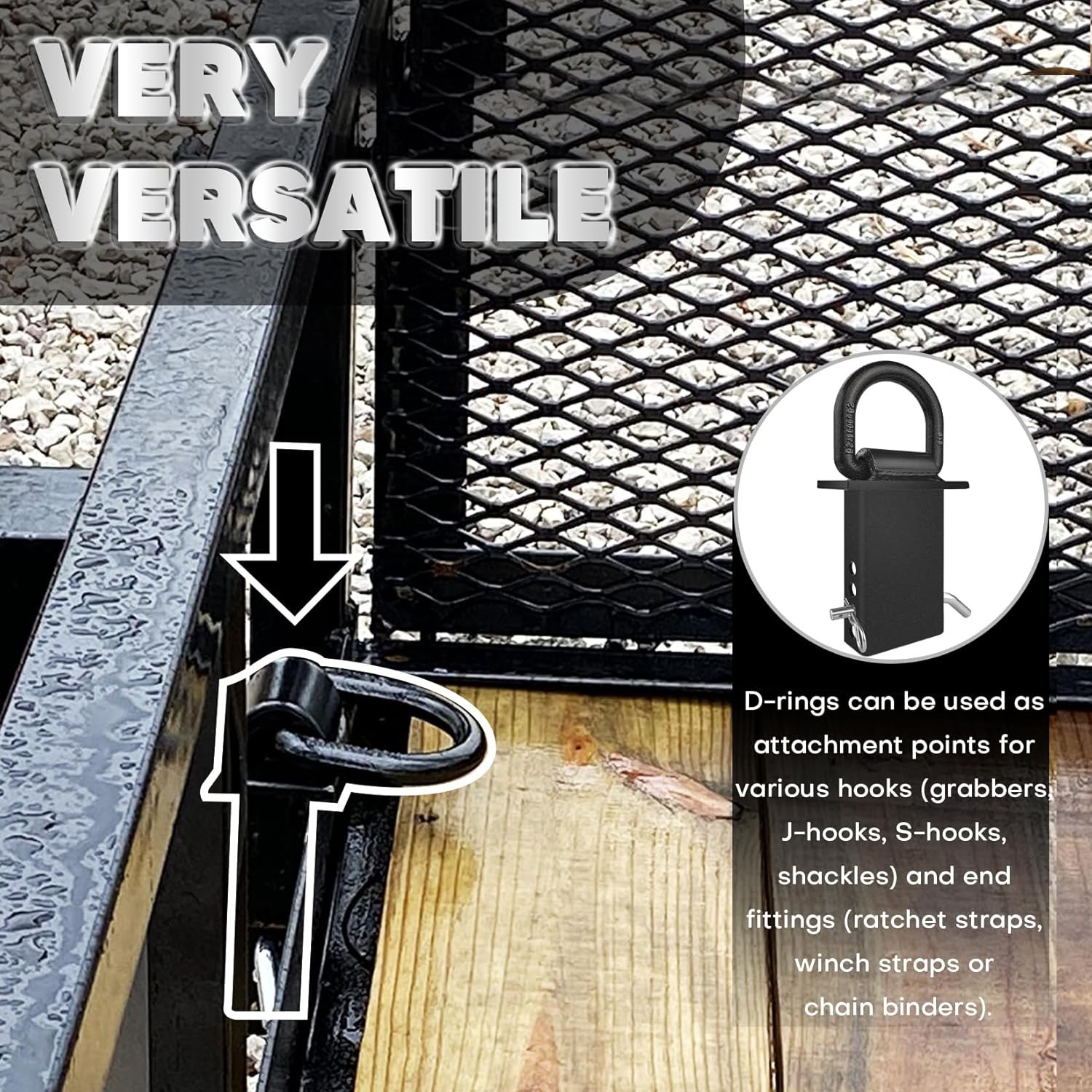 Stake Pocket D Rings 4Pcs 18000Lbs Heavy Duty Removable D-Ring Stake Pocket Tie gallery