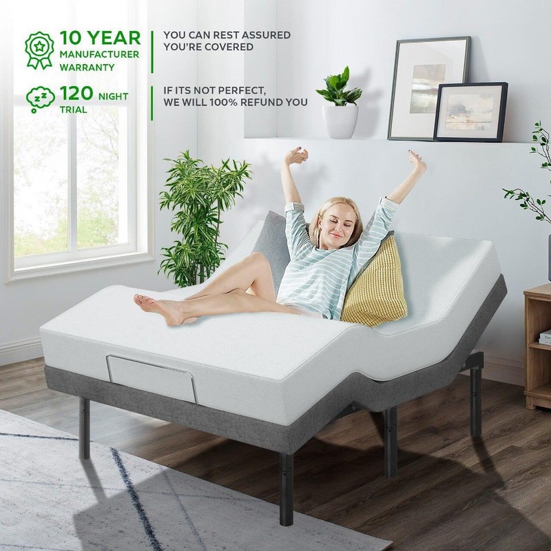 Smart Adjustable Dual Massaging Bed Frame with 12" Mattress, USB, Remote-Twin XL gallery
