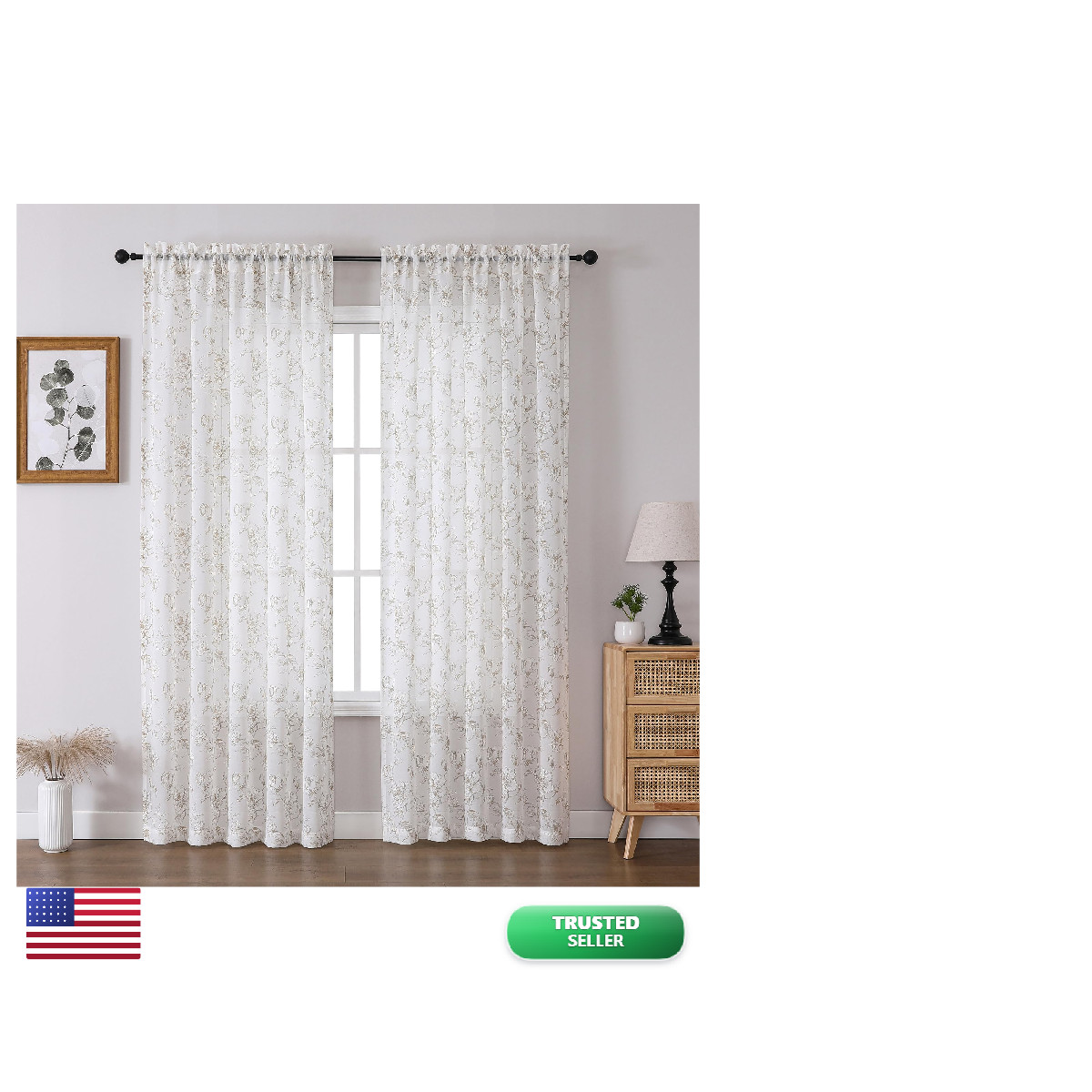 Miss Selectex Sheer Curtains 63 Inch Length 2 Panels Set - Drapes Linen gallery