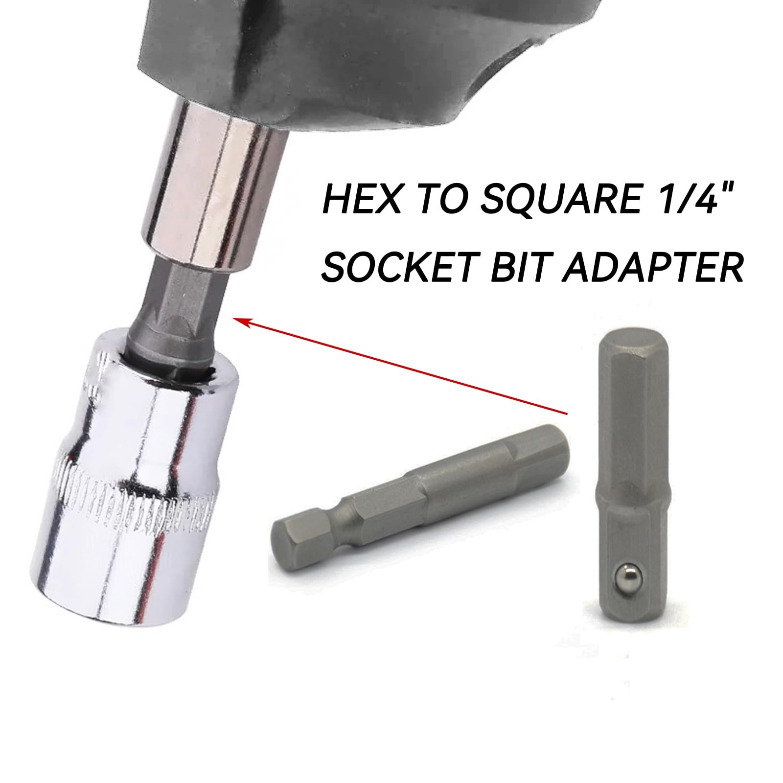 DOFEDOFO 1/4 Hex to 1/4 Socket Adapter, 4-Piece Set, Suitable for Drill Drive... gallery
