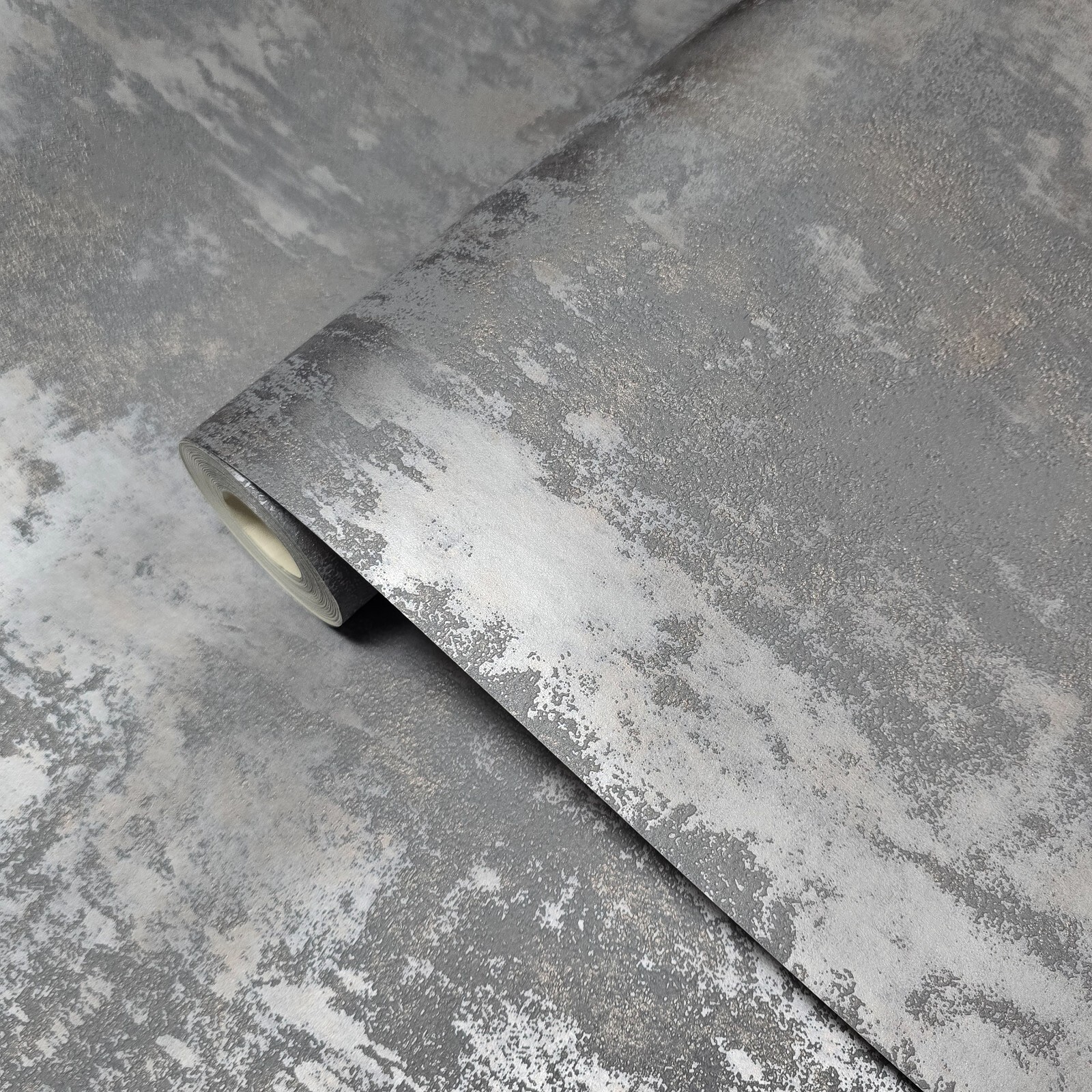 Rustic distressed gray silver steel metallic Textured faux Concrete Wallpaper 3D gallery
