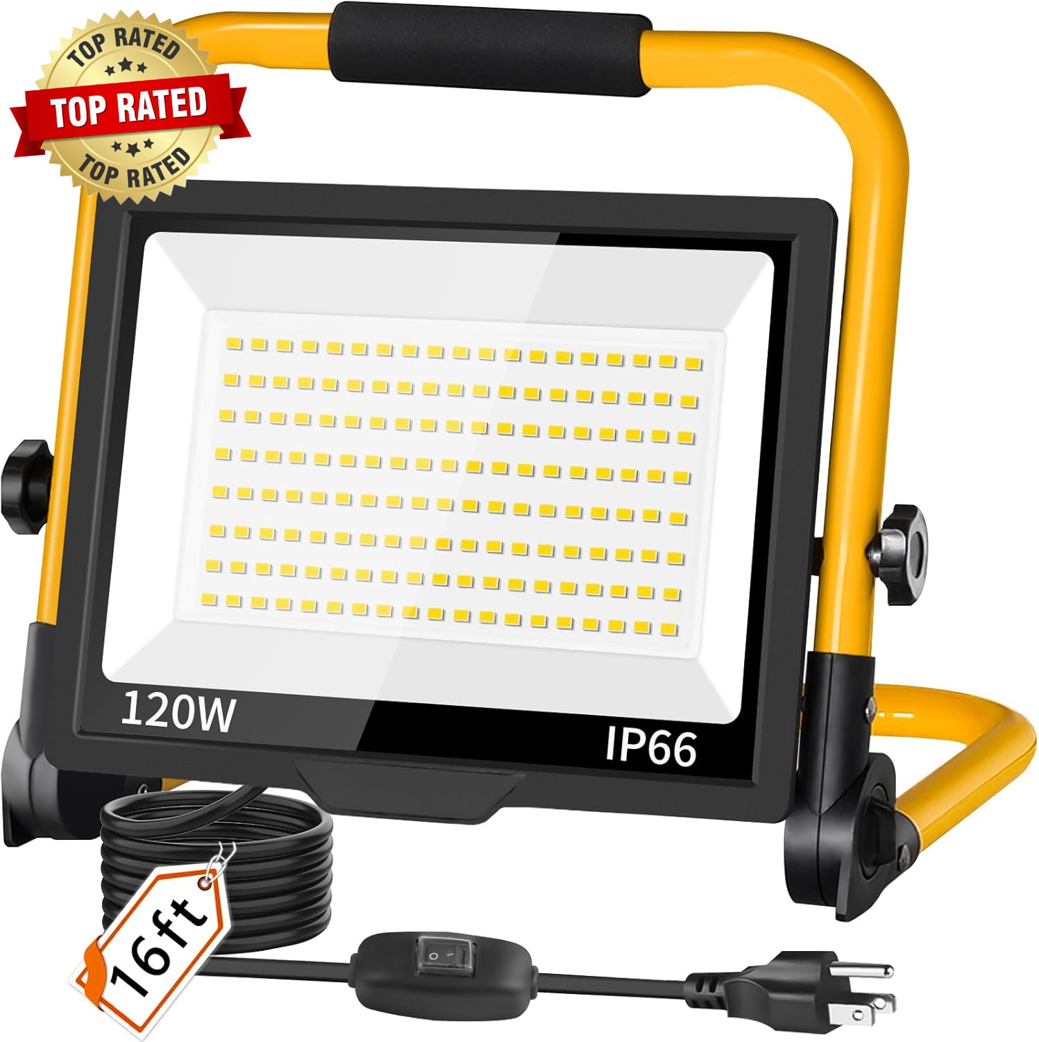14400LM LED Work Light, 120W Flood Light with 16FT Cord & Switch, Portable Workl gallery