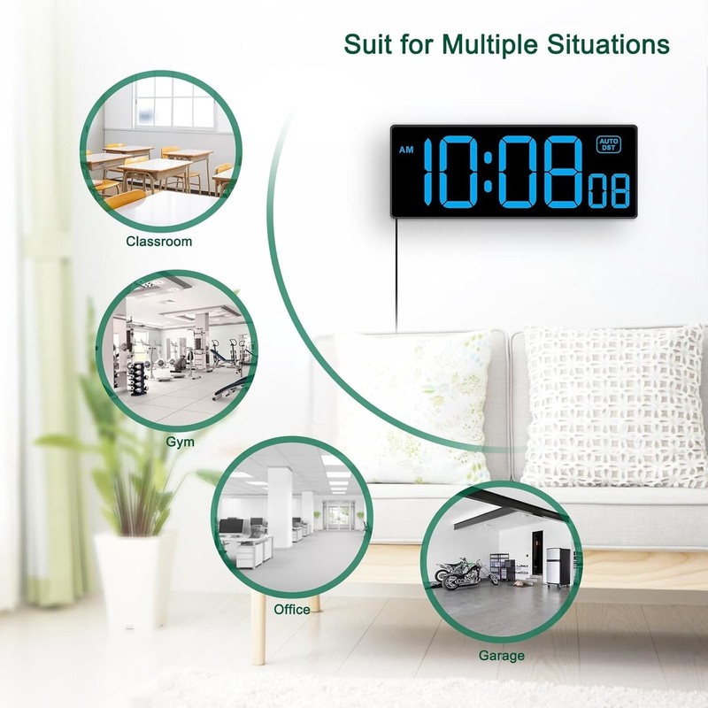LED Wall Clock Digital Clock with Seconds, Electric Plug in Large Big Numbers... gallery