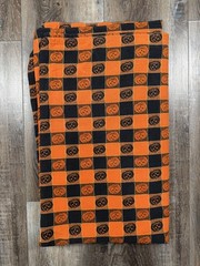 Halloween Jack O Lantern Check Tablecloth Orange Black 52”x87” 100% Cotton