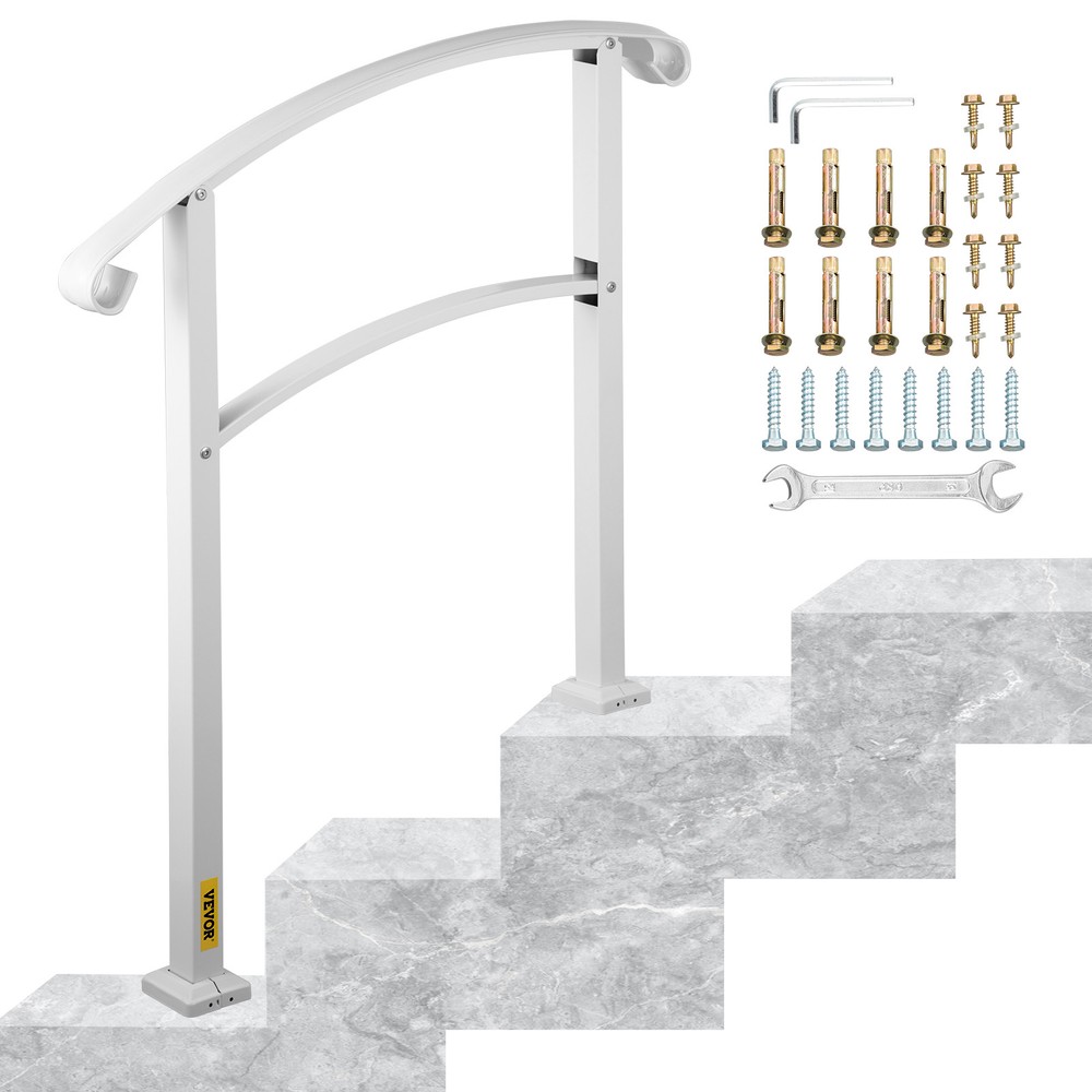 Transitional Handrail Fits 3 Steps Matte White
