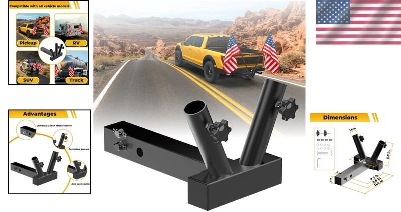 Secure Double Flagpole Mount for Vehicles gallery