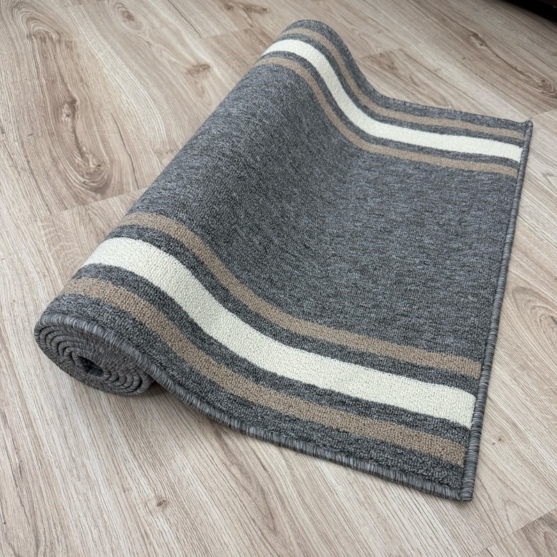 Custom Size Washable Non Slip Bordered Design Grey Runner Rug 26"/30"/36" Width gallery