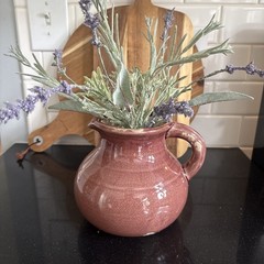 POTTERY BARN Mira Ceramic Small Rustic Brown Vase Pitcher Jug 6”H x 6.5”W