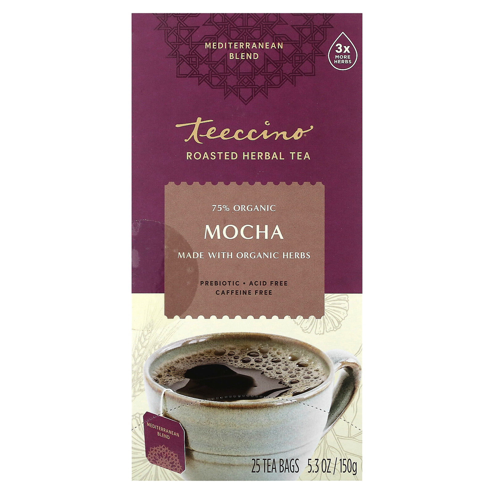 Roasted Herbal Tea, Mocha, Caffeine Free, 25 Tea Bags, 5.3 oz (150 g) gallery