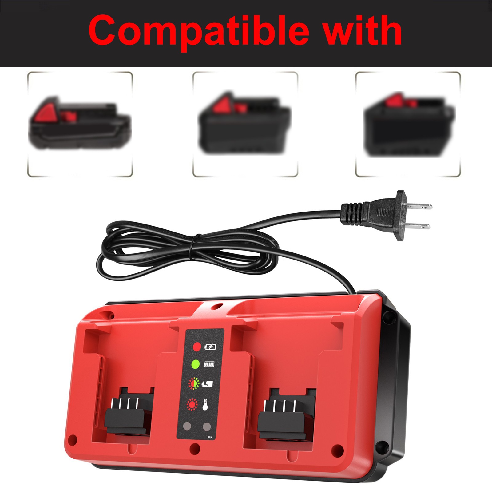 18V Dual Bay Simultaneous Charger for Milwaukee 18V M18 Battery 48-11-1850 gallery