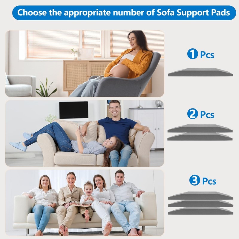 3 PCS Sofa Cushion Support Sagging Couch Trapezoid 40D Firm Foam Inserts Grey gallery