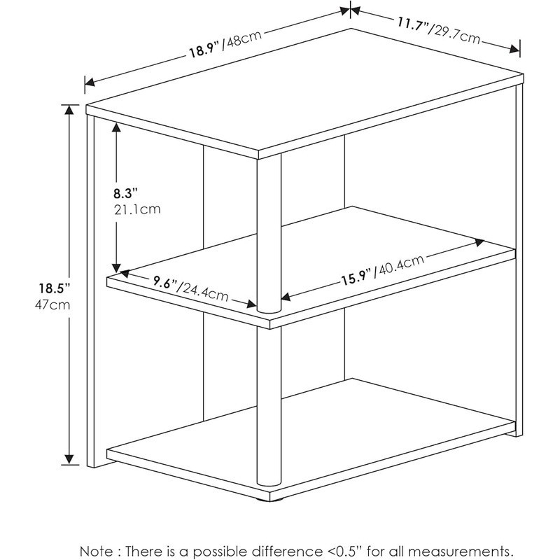 Modern Open Frame Side Table Two-Tier Shelf Nightstand Living Room Bedroom New gallery