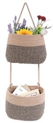 Over The Door Hanging Basket, 2 Tier Cotton Rope Woven Wall Basket, Magazine …