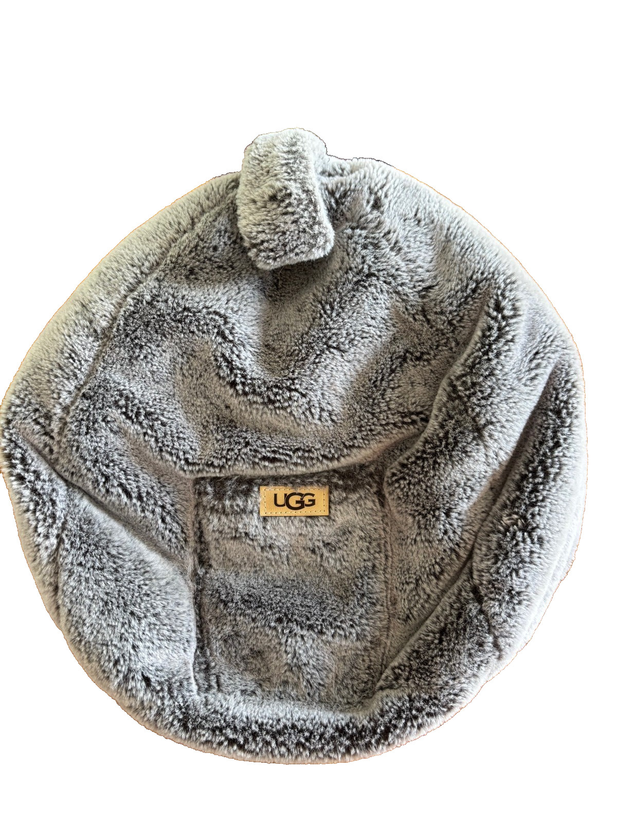 UGG Tablet Mini Laptop Pouf Beanbag Gray Faux Fur w Side Pocket gallery