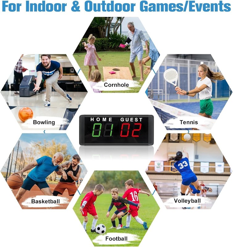 LED Electronic Scoreboard Digital Score Keeper with Remote, Basketball S gallery