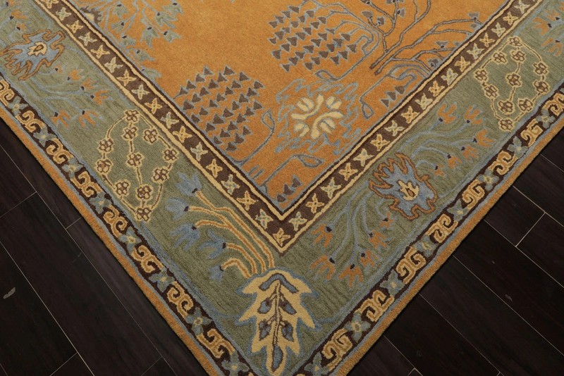 Multi Size Gold Brown Hand Tufted Arts & Crafts/Mission Donegal Wool Area Rug gallery
