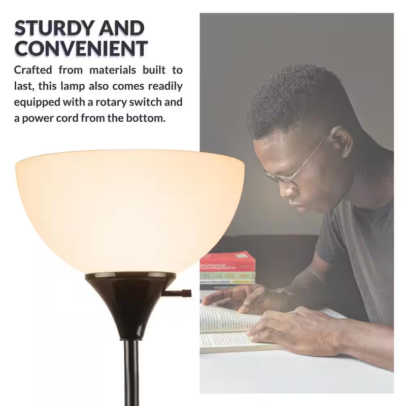 71 In. Torchiere Charles Standing Floor Lamp, LED Torch Uplighting for Bedroom/L gallery