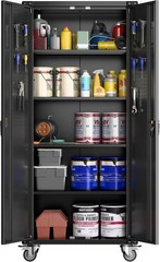 72 in Locking Rolling Cabinet, 2 Doors & 4 Shelves, Heavy Duty Garage Storage