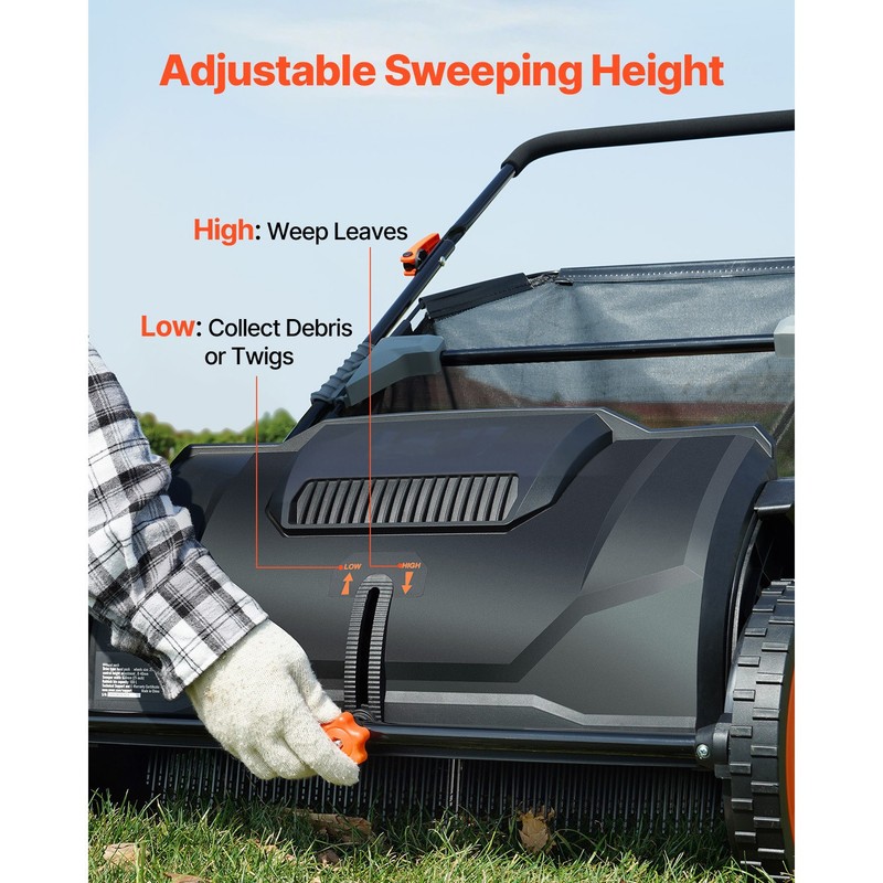 VEVOR Lawn Sweeper Push Leaf Grass Collector 21" 3.5 Cu. Ft. Capacity Adjustable gallery