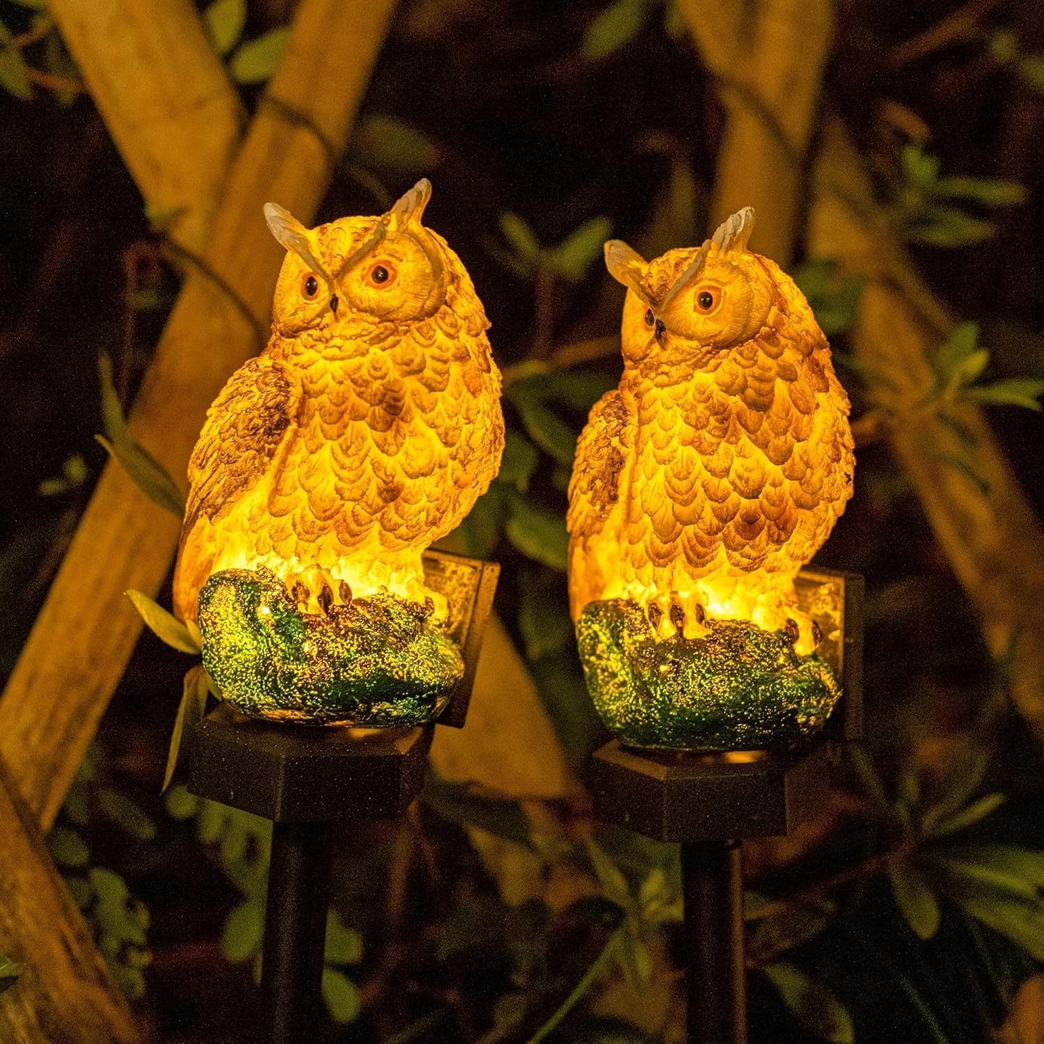 2Pack Owl Solar Lights Garden LED Waterproof Yard Decor Bird Repellent gallery