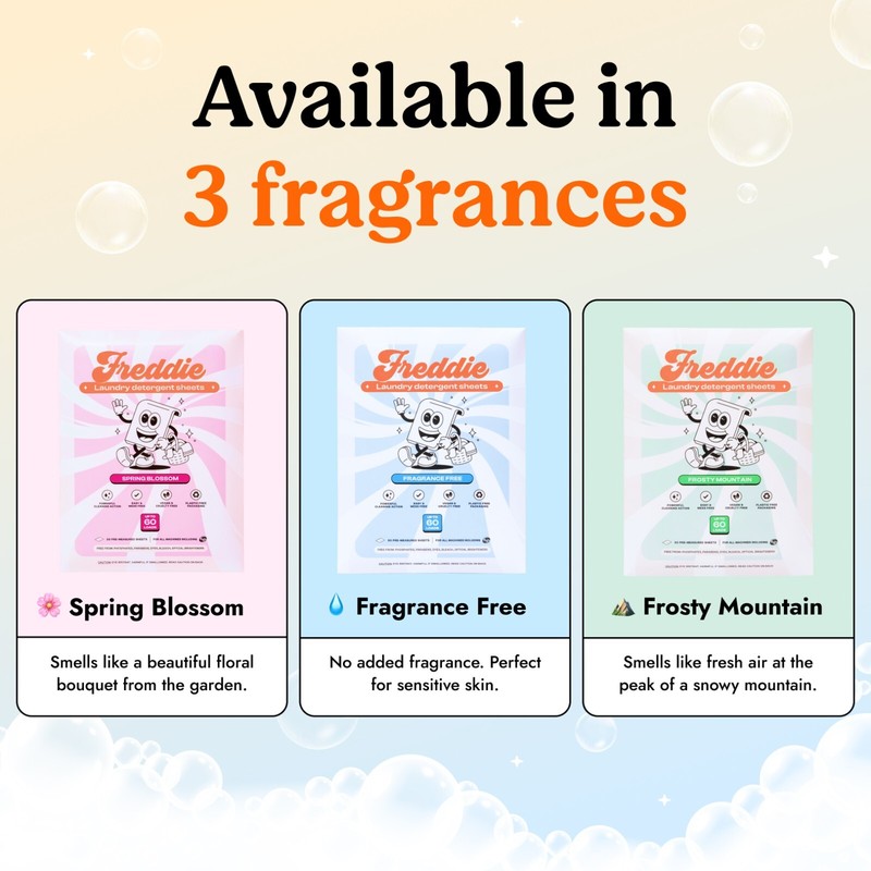 3 Pack Freddie Laundry Detergent Sheets - 180 Loads (90 Sheets) gallery