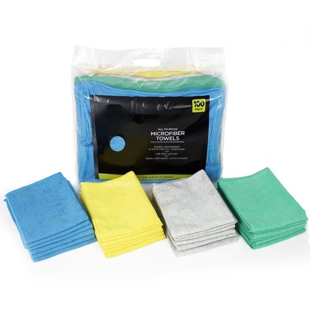 Car Cleaners Multipurpose Microfiber Towels, 12" x 16", 100 Pack