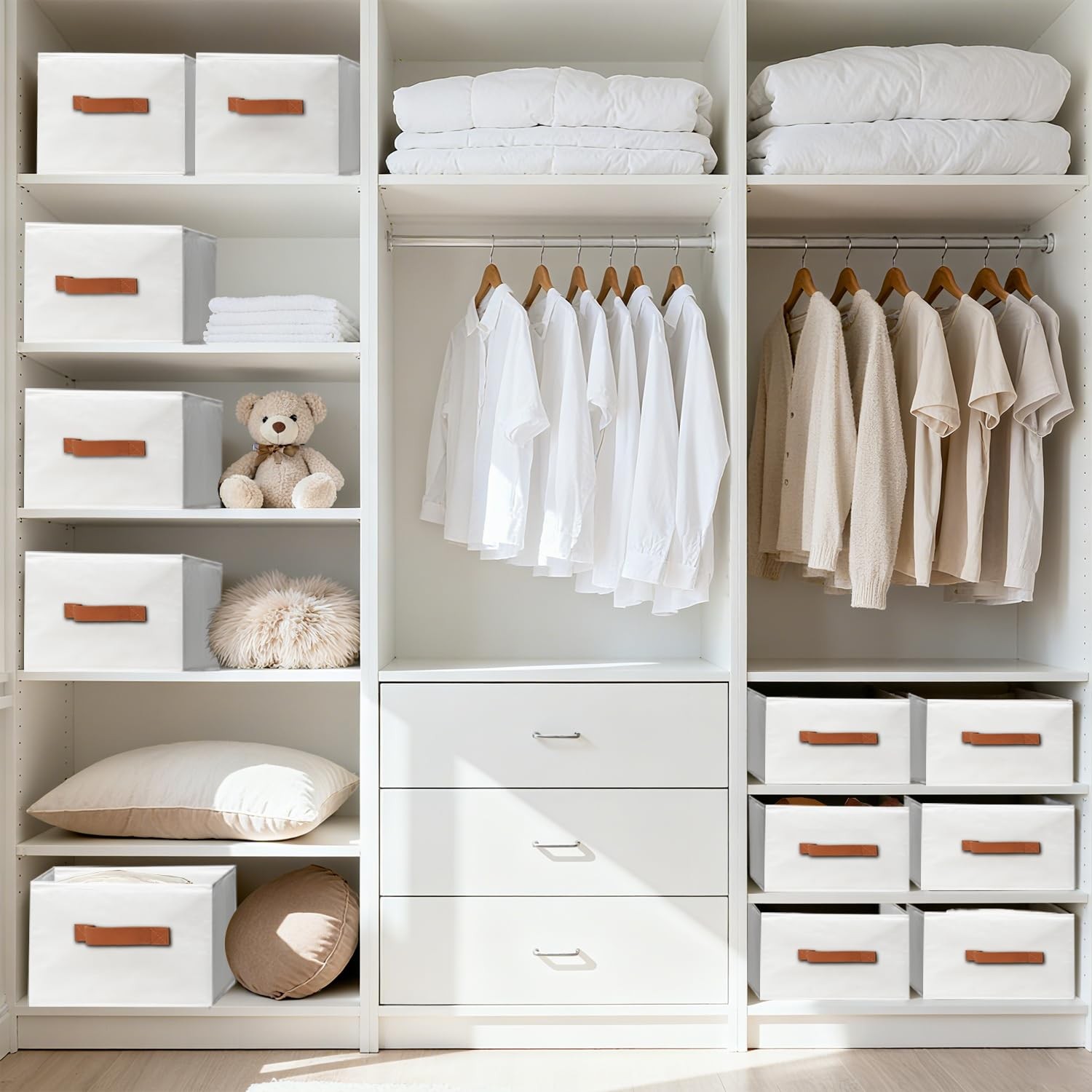 5 Pack Oxford Fabric Storage Bins, Large Clothes Closet Organizers and Storag... gallery