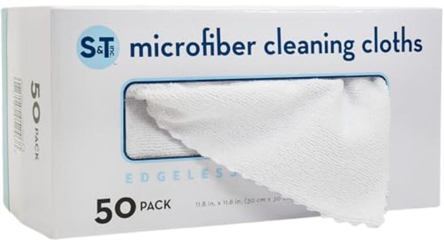 50 Pack Microfiber Cleaning Cloth with Box, Bulk Towels for Home, White gallery